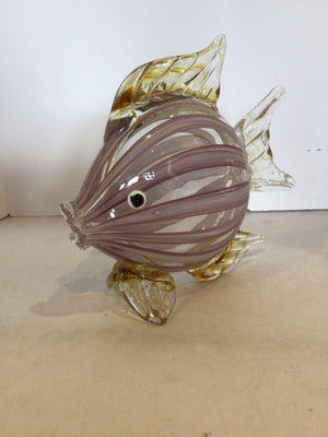 Pink/Brown Glass Fish Statue