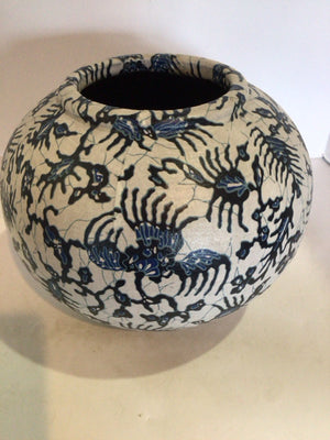 Blue/White Ceramic Print Vase