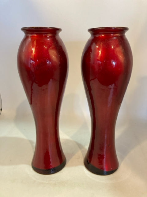 Pair Red Ceramic Vase