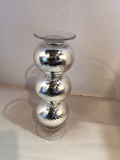 Silver Glass Candle Holder