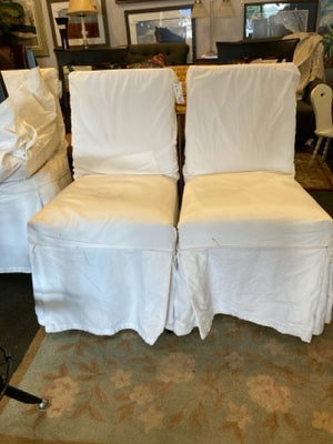 Crate & Barrel Slip Cover Cotton Pair Cream Chair Set