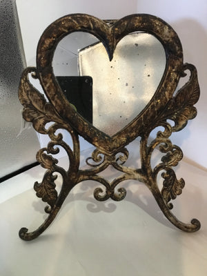 Table Top Rust Heart Vintage Mirror