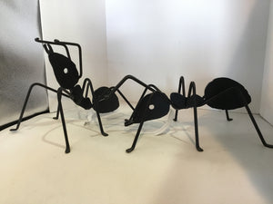 Vintage Pair Black Wrought Iron Ant Sculpture