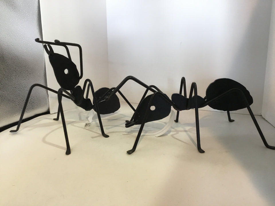 Vintage Pair Black Wrought Iron Ant Sculpture