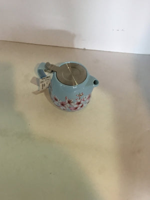 Blue/Pink Ceramic Floral Teapot