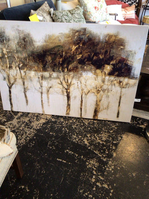 Cream/Brown Trees Stretch Canvas
