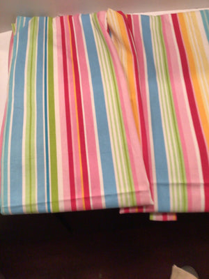 Tab Top Pink/multi Cotton Striped Draperies/Curtains