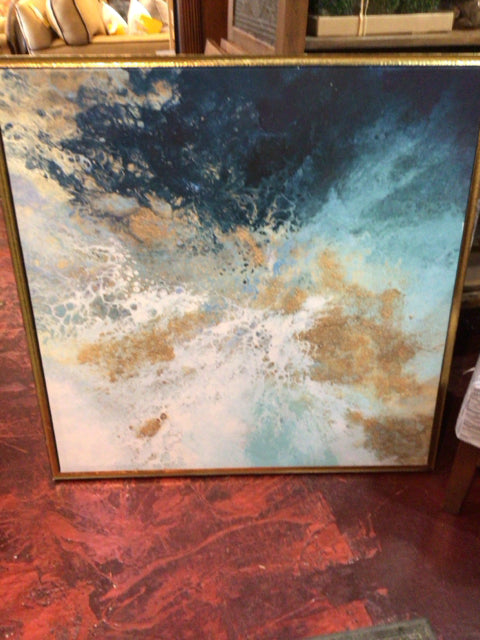 Blue/Gold Canvas Framed Art