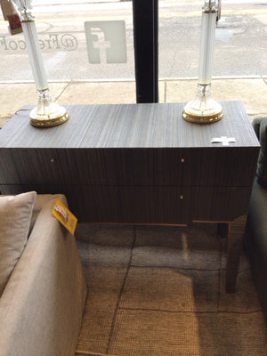 Wood Striped Console Gray Table