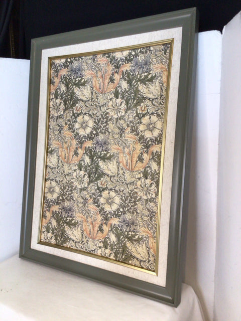 Green/Orange Floral Framed Art