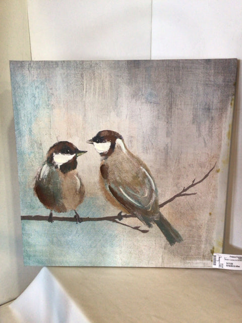Brown/Blue Bird Stretch Canvas Art