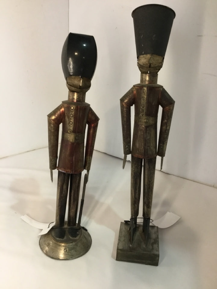 Vintage Pair Gray/Black Tin Soldiers Sculpture