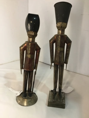 Vintage Pair Gray/Black Tin Soldiers Sculpture