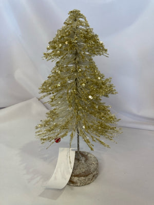 White/Gold Plastic Christmas Tree Glitter Holiday Item