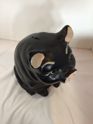 Black Ceramic Pig Bank