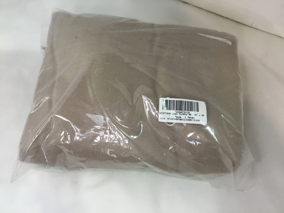 2 Panels Taupe Linen Draperies/Curtains