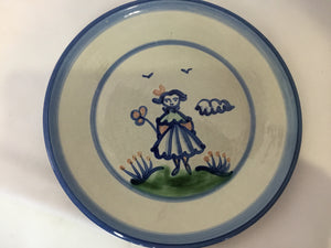 M.A. Hadley Gray/Blue Pottery Dinner Plate