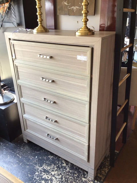 As Is Wood 5 Drawer Gray Dresser/Chest