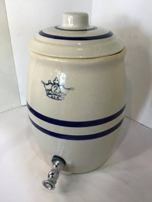 Vintage Blue/White Stoneware Crown Beverage Dispenser