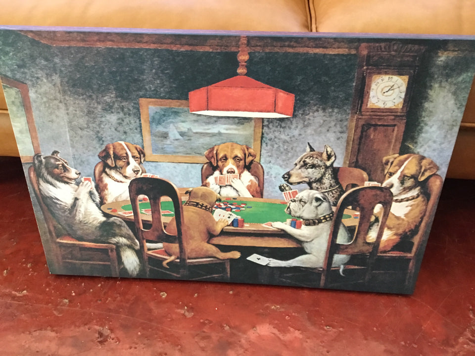 Multi-Color Canvas Poker Dogs Stretch Canvas Art
