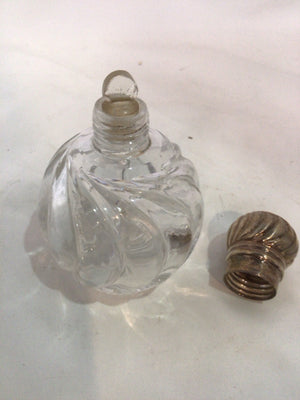 Vintage Perfume Pressed Glass Sterling Silver Bottle