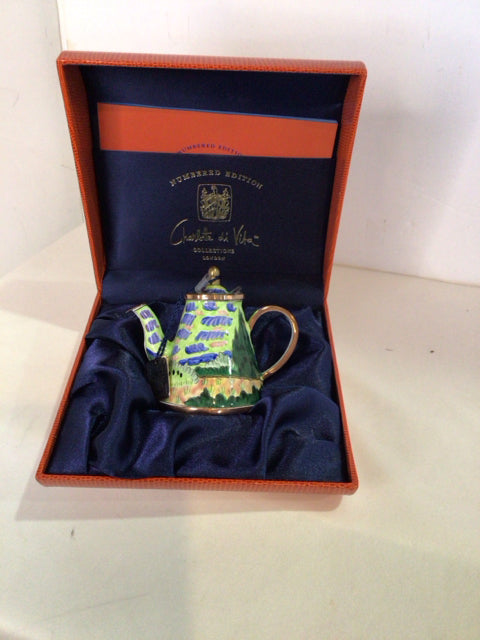 Charlotte di Vita Green/Blue Enamel Landscape Tea Pot