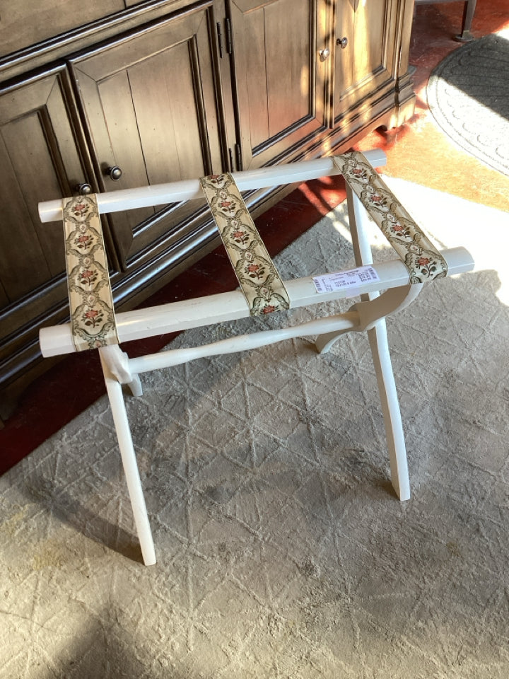Vintage White Wood Luggage Rack