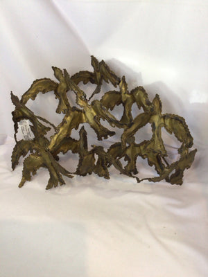 Brutalist Brass Birds Wall Decoration