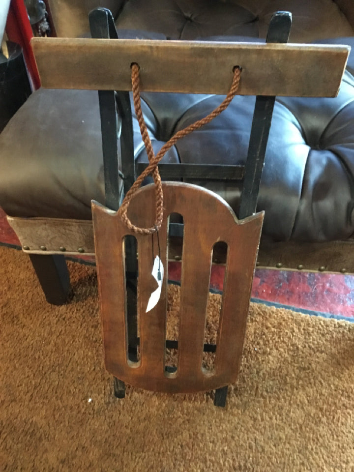 Vintage Brown Wood/Metal Sled Holiday Item
