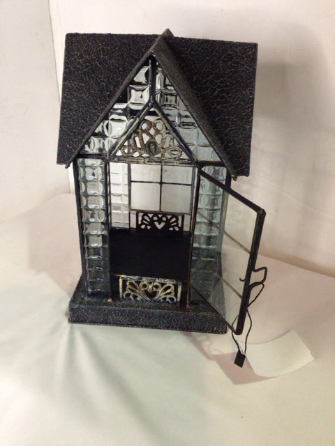Lantern Gray Metal Candle Holder Church Holiday Item