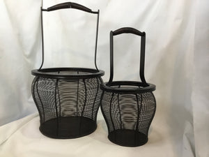 Pair Black Metal Handle Basket