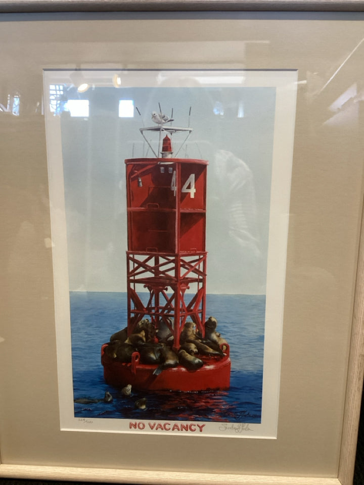 White/Red Buoy Framed Art
