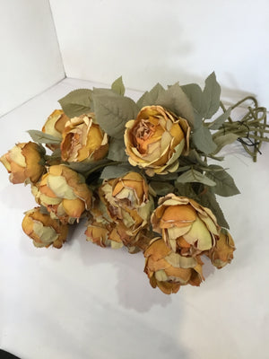 Green/Yellow Roses Faux Flowers