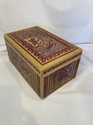 Carved Wood Animal Red/Tan Box