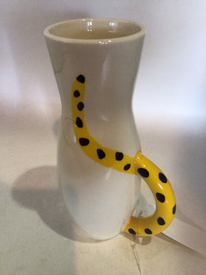 West Elm Yellow/White Ceramic Cat Vase