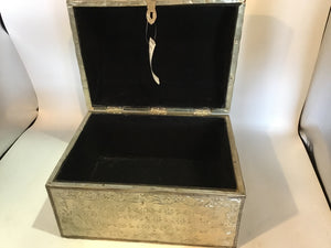 Lined Metal Embossed Silver Box