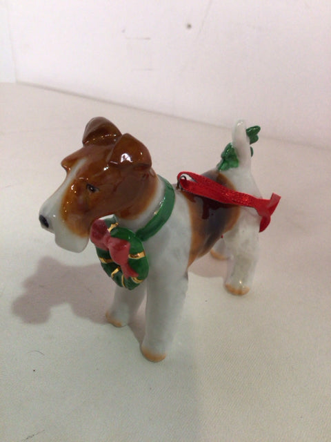 Christmas Multi-Color Porcelain Dog Ornament Holiday Item