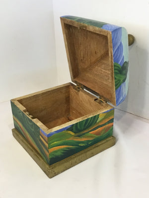 Lidded Wood Painted Multi-Color Box