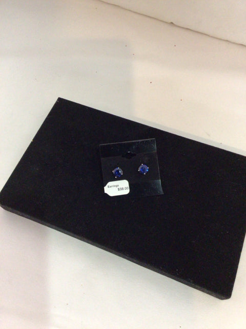 Blue Rhinestone Earrings