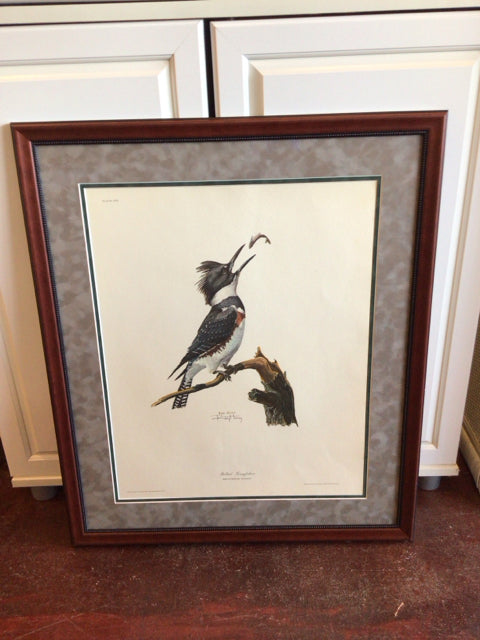 Ray Harm White/Gray Bird Framed Art