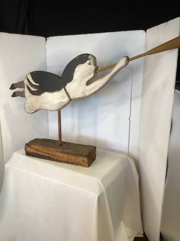 Primitive White Washed Wood Angel Holiday Item