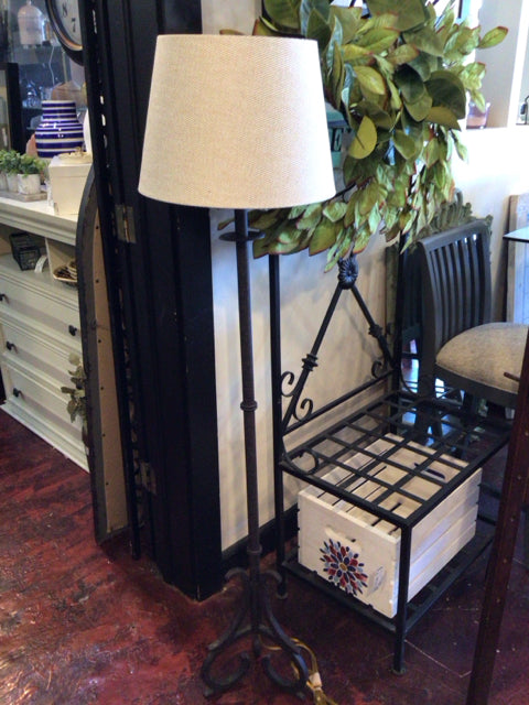 Black/Cream Cast Iron Floor Lamp