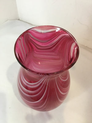 Pink Glass Swirl Vase