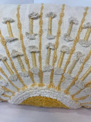 Cream/Yellow Cotton Embroidered Sun Pillow