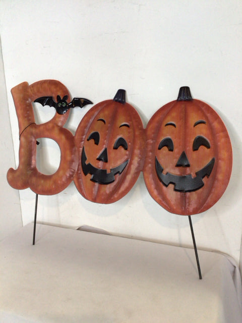 Halloween Orange Metal Pumpkin Sign