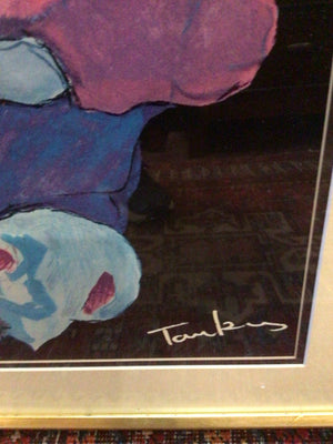 Tarkay Blue/Gold Woman Framed Art