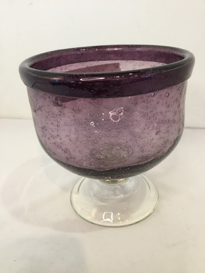 Purple Glass Pedestal Bowl