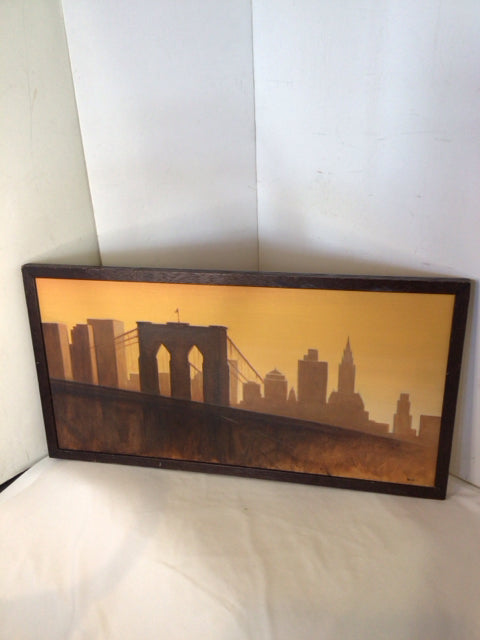 Brown/Tan City Scape Bridge Mirror