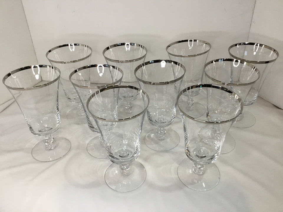 Reizart Kingsley Mid-Century Platinum Trim Crackle Water Glasses