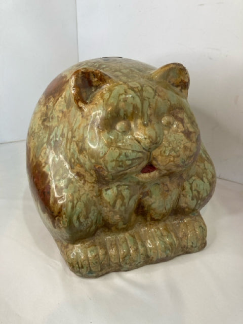 Green Ceramic Cat Outdoor Statue